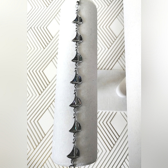 Abalone Shell Nautical Sailboat Bracelet - Picture 3 of 7